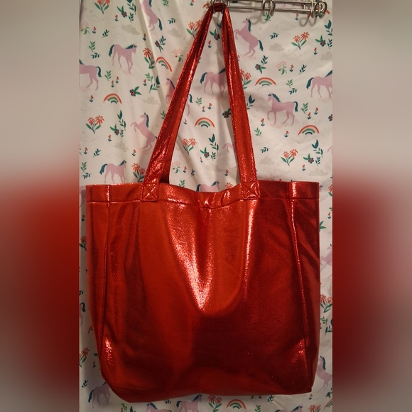 NWT Marc Jacobs Daisy Red Sparkle XL Casual Everyday Shopping Travel Beach Tote - Picture 3 of 12